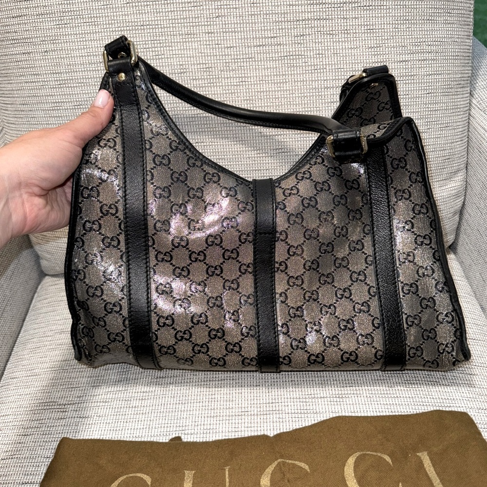 Authentic black/ gold metallic shoulder bag